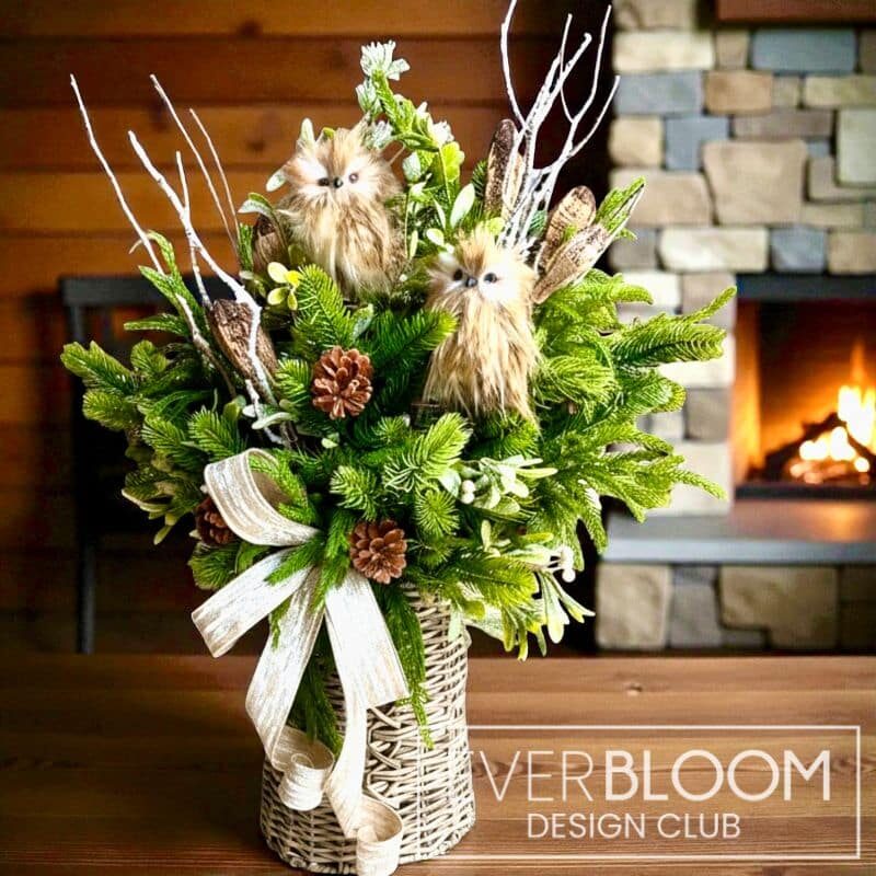 Everbloom - Winter Owl Basket Arrangement