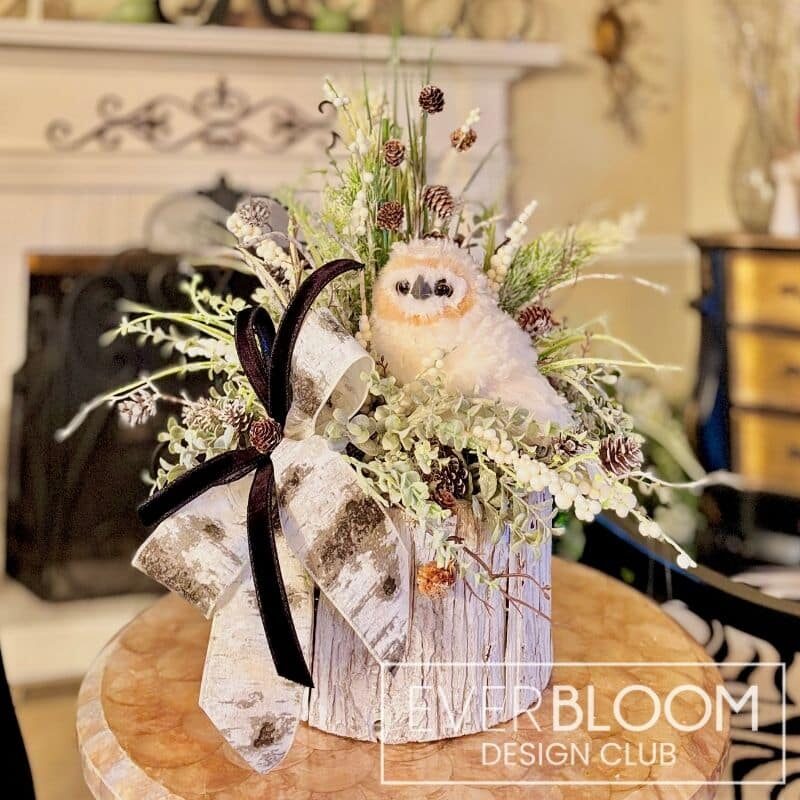 Everbloom - Winter Owl Woodland Arrangement