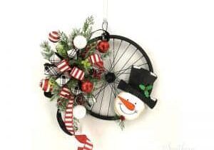 Snowman Bike Wheel Wreath