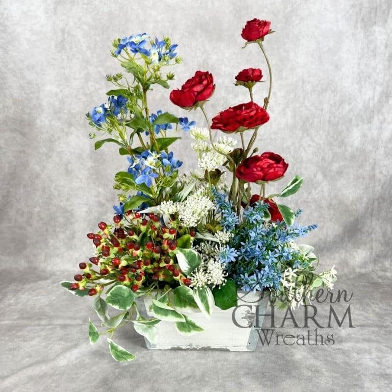 Spring Arrangements Masterclass - Patriotic Parallel Arrangement patriotic parallel arrangement with gray background