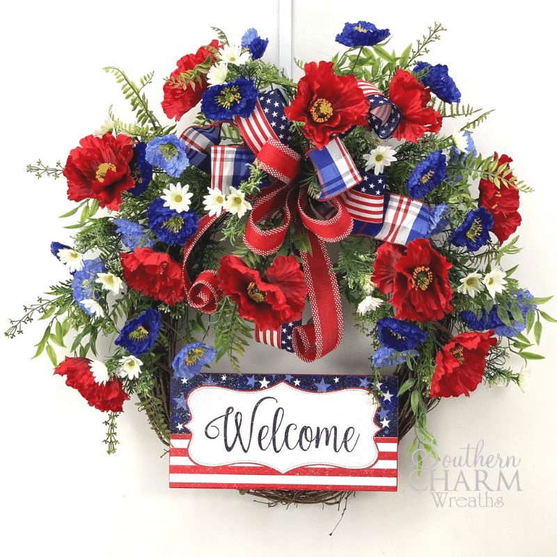 how to make a silk flower patriotic welcome wreath-blg