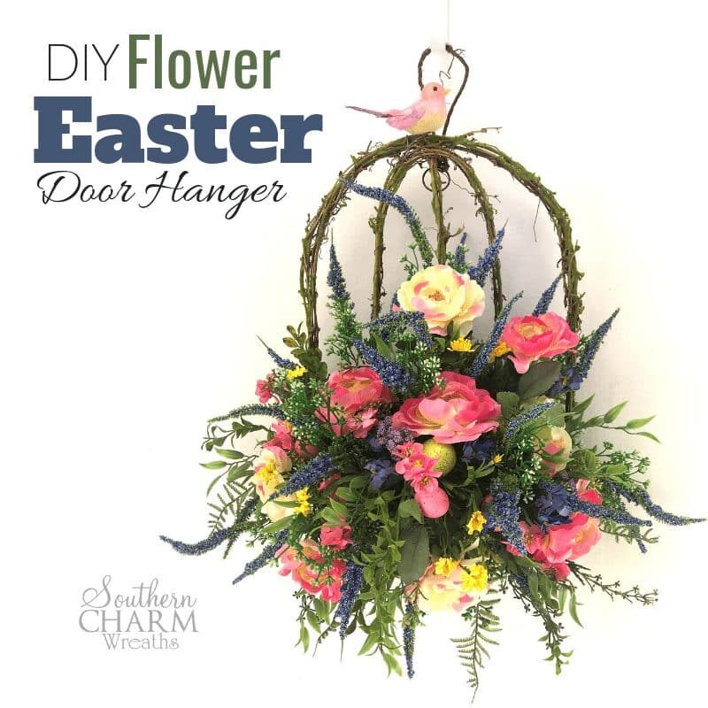 How to make an Easter door hanger with silk flowers by Southern Charm Wreaths