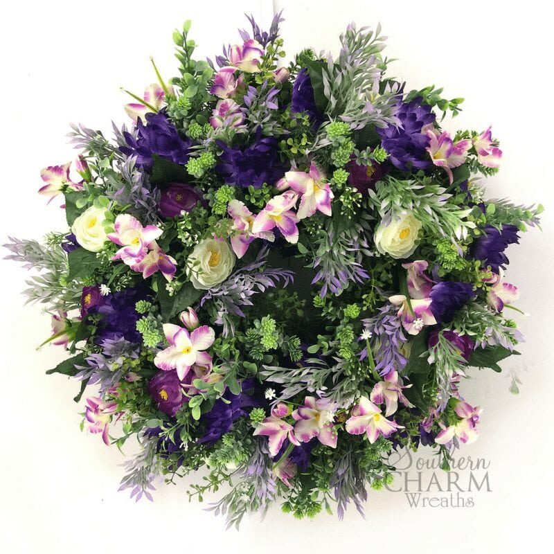 how to purple floral wreath