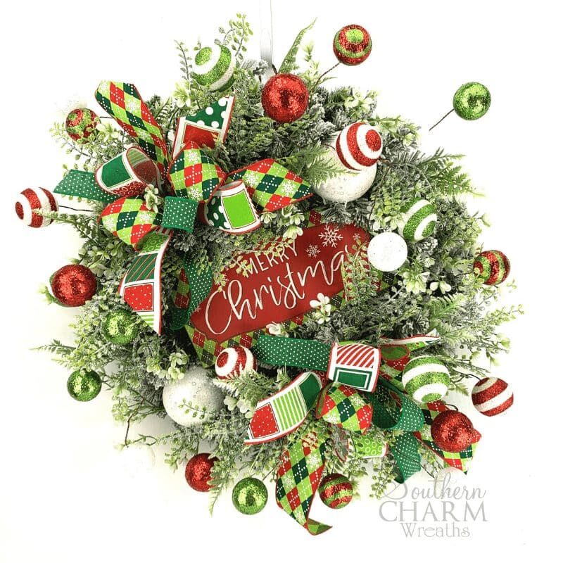 whimsical lim green & red christmas wreath - blog